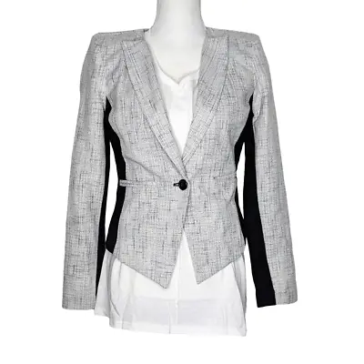 Mossimo Womens Blazer Extra Small Black Gray Metallic Tweed Jacket Ponte Knit • $10