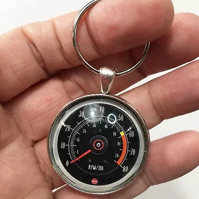 Vintage Chevy 80 RPM AC Tachometer Gauge Keychain Reproduction Chevrolet Camaro • $12.95