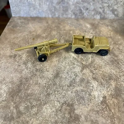 Marx Desert Fox Play Set USA Tan Jeep Gun Cannon Set • $29.99