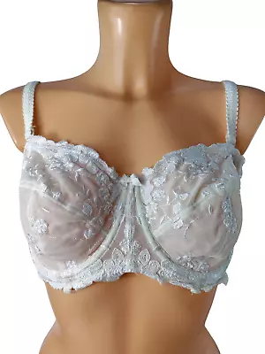 Womens Panache Venus Uk 34e Cream Lace Embroidered Underwired Non Padded Bra • £10.39