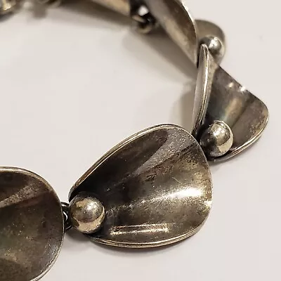 Vintage DENMARK Sterling Silver Leaf Bracelet Signed Niels Erik From • $145