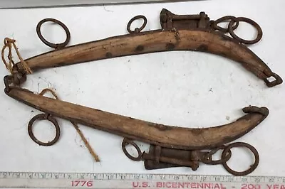 Pair - Antique Horse Collar HAMES Mule Yoke Wood And Metal 20” Length - 0411243 • $20.04