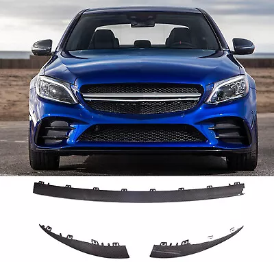 For Mercedes W205 2019-2022 Carbon Style Full Set Front Bumper Lip Moulding Trim • $49.99