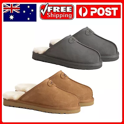  UGG Real Australian 100% Sheepskin Wool Water Resistnace Mens Slip On Slippers • $55.99