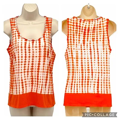 Michael Kors Tank Sleeveless Top Womens Size PM Orange Tye Dye • $19.95