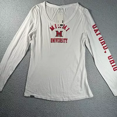 Jansport T Shirt Womens XL White Miami University Long Sleeve Graphic NWT • $17.95