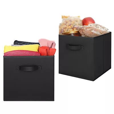 2x Collapsible Foldable Storage Boxes Drawer Canvas Fabric Cube Organiser Basket • £8.19