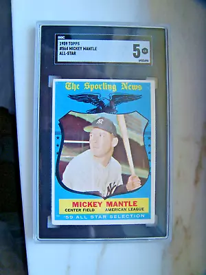 1959 Topps Mickey Mantle All Star Graded SGC 5 #564 Vintage High Number • $62