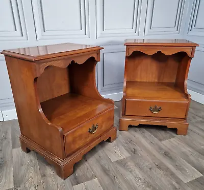 Vintage Pair Of Solid Maple Bedside End Tables Drawers Night Stands - Georgian • £319.99