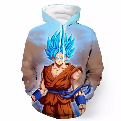 Goku Adult Kids Anime Casual Long Sleeve Graphic Print Cosplay Hoodie Sweatshirt • $22.99