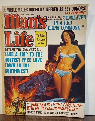 MAN'S LIFE Men's Magazine March 1970 VG Condition. Vintage Pulp Adventure Pin Up • $29