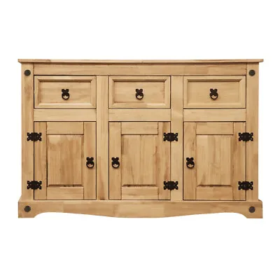 Corona Sideboard 3 Door 3 Drawer Mexican Solid Waxed Pine Furniture Storage Unit • £105.99