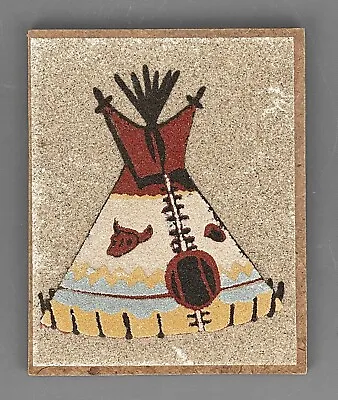 Vintage - ZUNI Native American TIPEE TEEPEE SAND PAINTING - 11.5cm X 4.5cm • £29.95