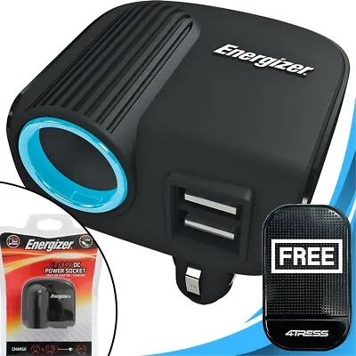 Energizer 12v 24v Car Cigarette Lighter Socket Multi Adapter Twin USB Charger+M✅ • £9.95