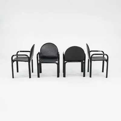 1978 Set Of Four Gae Aulenti For Knoll Orsay Dining Chairs Black W/ New Leather • $6000