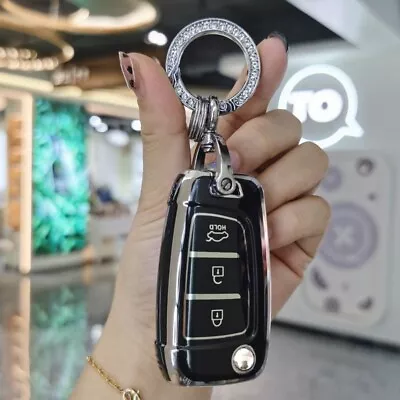 $19.99 • Buy TPU Flip Remote Key Fob Cover Case For Hyundai I30 I35 I40 Solaris Kona Black