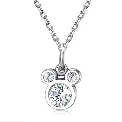Cute Disney Mickey Mouse Silver Cubic Zirconia Pendant Necklace • $8.99