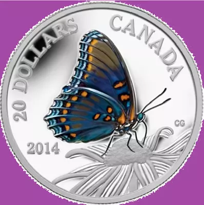 2014 Canada Purple Butterflies Proof Pure Silver 99.99% $20 Coin Mint Set UNC. • $80.48