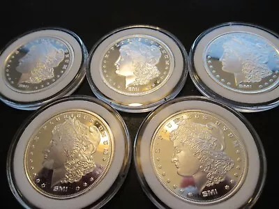 Lot Of 5 - 1 Troy Oz Sunshine Mint Morgan Design .999 Fine Silver Round Mint ... • $155