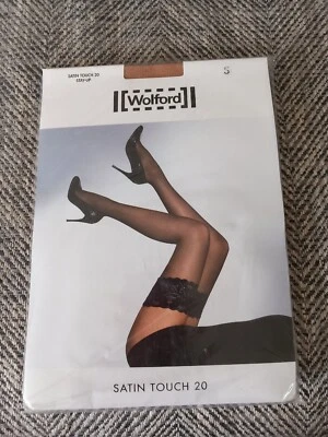 £18 • Buy WOLFORD Satin Touch 20 S Small Gobi Stay Ups Hold Ups New