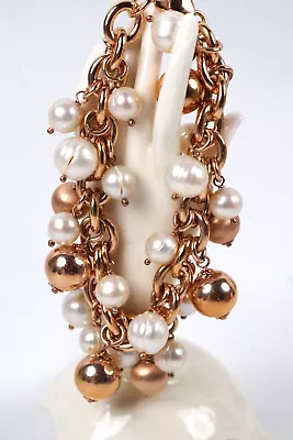 HONORA Bronze Italy Cultured Freshwater Ming Pearl Bracelet Sz 6.5 • $100