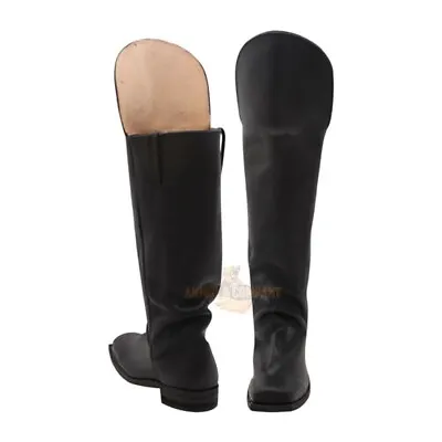 Men S Civil War Shoes Knee Flap Leather Long Boots • $110.95