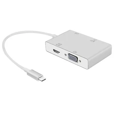 4 In 1 USB-C Type-C To 4K HDMI VGA DVI Converter USB 3.0 Hub Adapter For Mac • $19.56