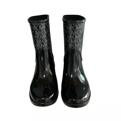 NWOT MICHAEL KORS Rain Boots 6 Black/grey Slip-on With Logo • $45