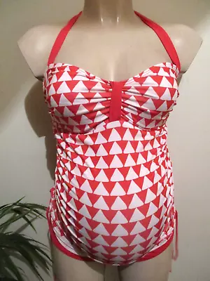 Next Maternity Coral & White Print Tankini Swimsuit Size 12 • £12