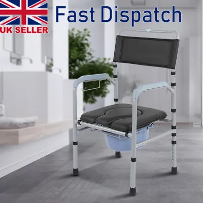 Folding Toilet Commode Chair Shower Chair Wheelchair Mobility Disability Aid • £45.89
