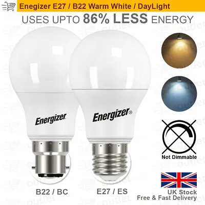 Energizer GLS B22 E27 Light Bulbs 40w 60w 100w LED Globe Warm White Daylight • £0.99