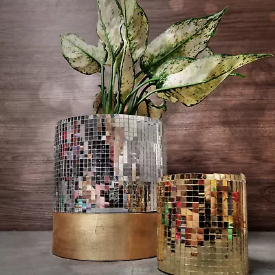 £17.54 • Buy Stunning Disco Ball Planter - Concrete Mirror Ball Planter - Fun Suncatcher