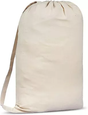 Laundry Bags Shoulder Strap Cotton Heavy Large Sack Drawstring Storage Reusable • £8.99