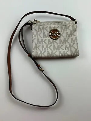 Michael Kors Fulton Vanilla Signature Logo PVC Small Crossbody Bag • $38