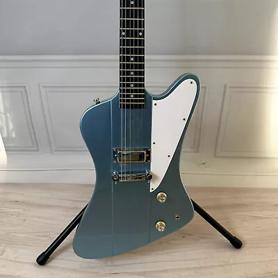 Metallic Blue Firebird Electric Guitar Upside Down String Solid Mahogany Body • $268.09