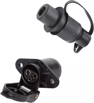 ETUKER 3 Pin Trailer Plug And Trailer Socket 12V 3 Pinwaterproof Trailer Plug 2 • £15.96