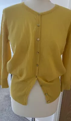 Linea Yellow Cardigan Spring Summer Light Merino Wool 12 • £8