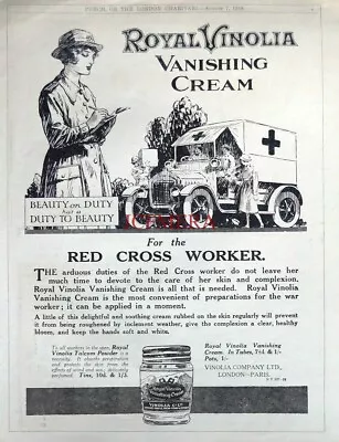 ROYAL VINOLIA Vanishing Cream WW1 Red Cross Workers ADVERT Vintage Print 685/28 • £3.97