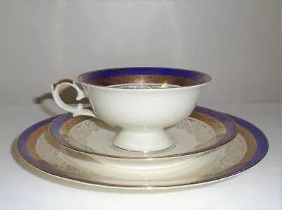 Alka Kunst Kronach Tea Trio Cup Saucer Plate 543 Cobalt Blue Bavaria Vintage • $20