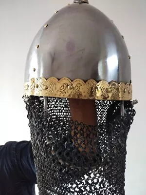 18 Gauge Medieval Viking Historical Reenactment Helmet Replica Engraved Stylish • $126.49