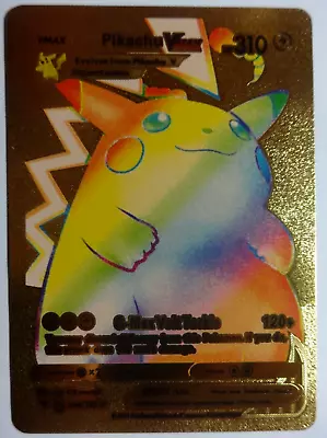 $3 • Buy Pokemon Gold Pikachu Vmax Gigantamax Gold Foil 044/185 310hp 120+dmg Fan Art !