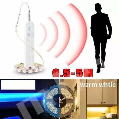 £5.99 • Buy PIR Motion Sensor LED Strip Light Battery/USB Powered Stairs Cabinet Closet Lamp