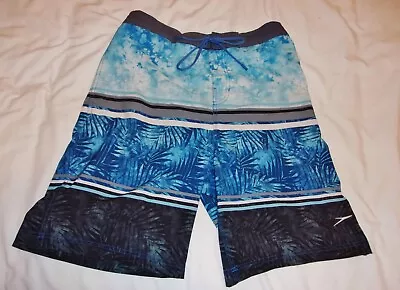 Mens Swim Trunks - SPEEDO - Blue Gray Board Shorts -POCKETS -  L/Large • $7.99