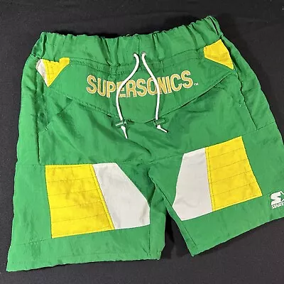 Vintage 90s Seattle SuperSonics Starter Jacket Pouch Pocket Shorts Size M Custom • $160