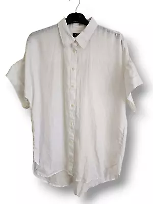Lauren By Ralph Lauren White Linen Short-Sleeved Shirt - Size Large • £12