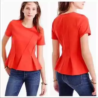 J.Crew FAB! Structured Stretch Ponte Knit Asymmetric Pleated Peplum Top  2XS XXS • $12