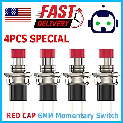 4 Pack SPST Normally Closed Momentary Push Button Switch Red • $4.95