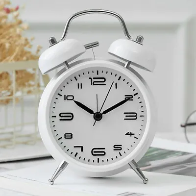 $25.34 • Buy Classic Wind Up Mechnical Alarm Clock Analog Mechanical Bell Alarm Clock-White