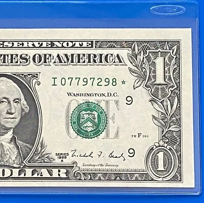 1988a Star Note $1 Dollar Bill ( Minneapolis I ) Rare (fw) Uncirculated • $19.90