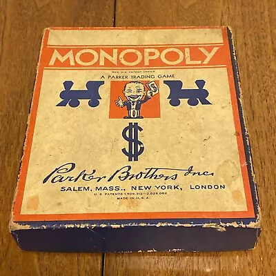 Vintage 1935 Parker Brothers Monopoly Board Game Complete!  Wooden Pieces Board • $40